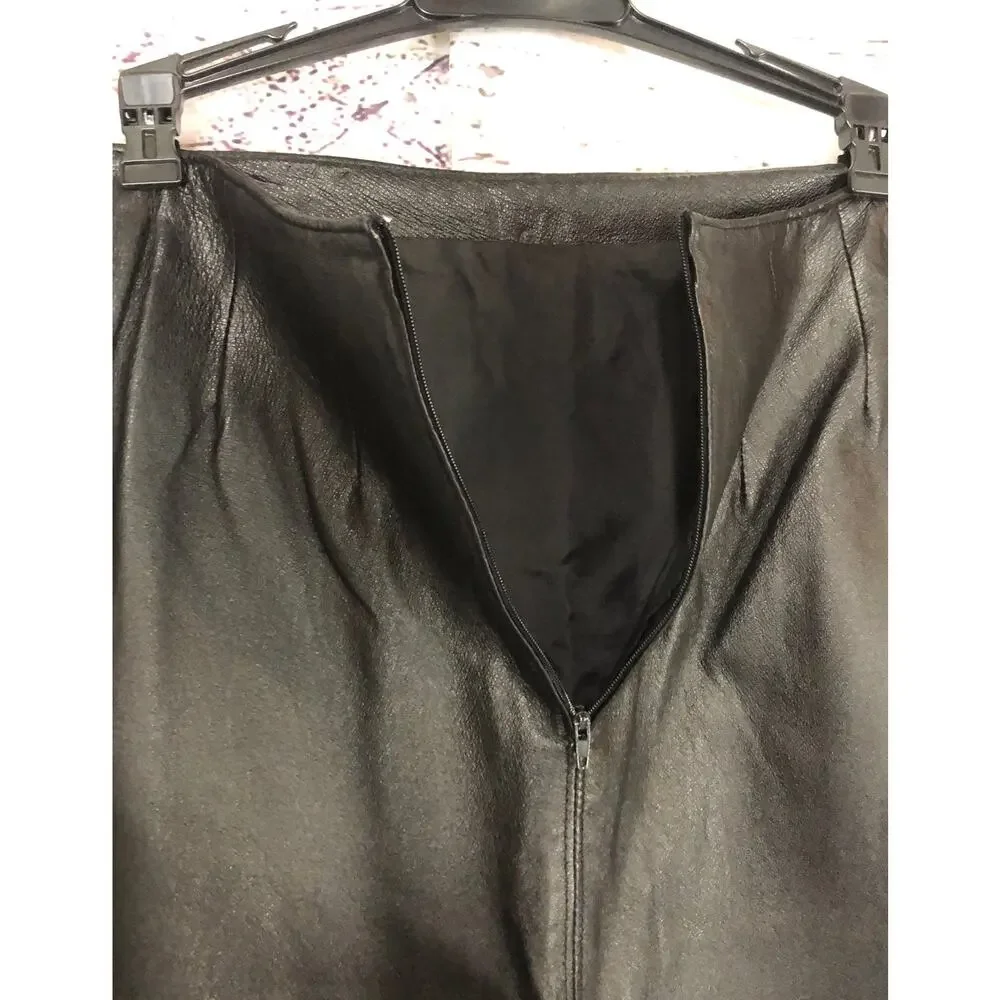1990s Bronson Thomas Black Leather Pencil Skirt 4